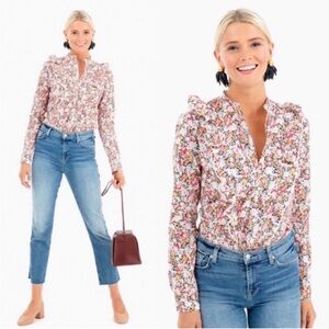 Tuckernuck Floral Blouse - Pink and White
